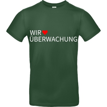 Alexander Lehmann Alexander Lehmann - Wir lieben Überwachung T-Shirt B&C EXACT 190 - Flaschengrün