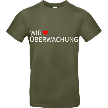 Alexander Lehmann Alexander Lehmann - Wir lieben Überwachung T-Shirt B&C EXACT 190 - Khaki