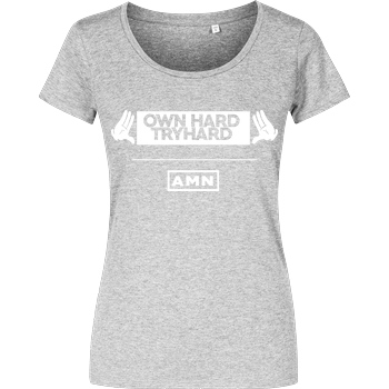 AMN-Shirts.com AMN-Shirts - Own Hard T-Shirt Damenshirt heather grey