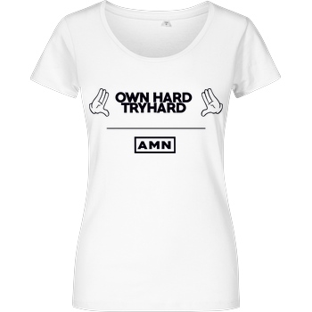 AMN-Shirts.com AMN-Shirts - Own Hard T-Shirt Damenshirt weiss
