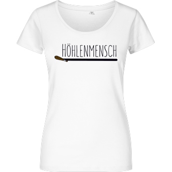 BumsDoggie BumsDoggie - Höhlenmensch T-Shirt Damenshirt weiss