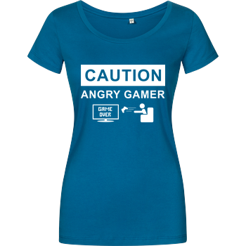 Caution! Angry Gamer Damenshirt petrol