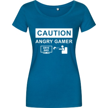 bjin94 Caution! Angry Gamer T-Shirt Damenshirt petrol
