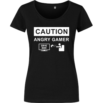 bjin94 Caution! Angry Gamer T-Shirt Damenshirt schwarz