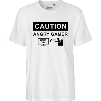 bjin94 Caution! Angry Gamer T-Shirt Fairtrade T-Shirt - weiß