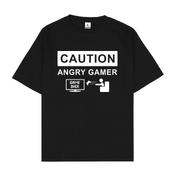 bjin94 Caution! Angry Gamer T-Shirt Oversize T-Shirt - Schwarz