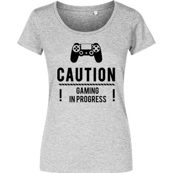 bjin94 Caution Gaming v1 T-Shirt Damenshirt heather grey