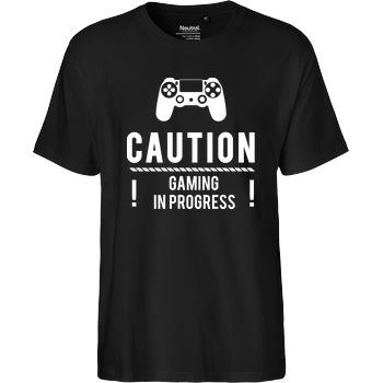 bjin94 Caution Gaming v1 T-Shirt Fairtrade T-Shirt - schwarz