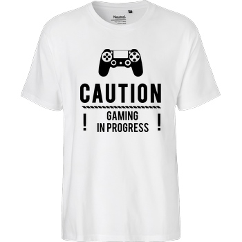 bjin94 Caution Gaming v1 T-Shirt Fairtrade T-Shirt - weiß