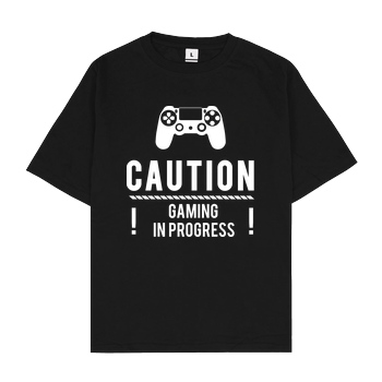 bjin94 Caution Gaming v1 T-Shirt Oversize T-Shirt - Schwarz