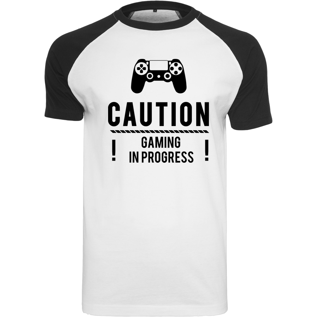 bjin94 Caution Gaming v1 T-Shirt Raglan-Shirt weiß