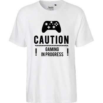 bjin94 Caution Gaming v2 T-Shirt Fairtrade T-Shirt - weiß