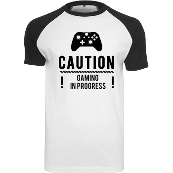 bjin94 Caution Gaming v2 T-Shirt Raglan-Shirt weiß
