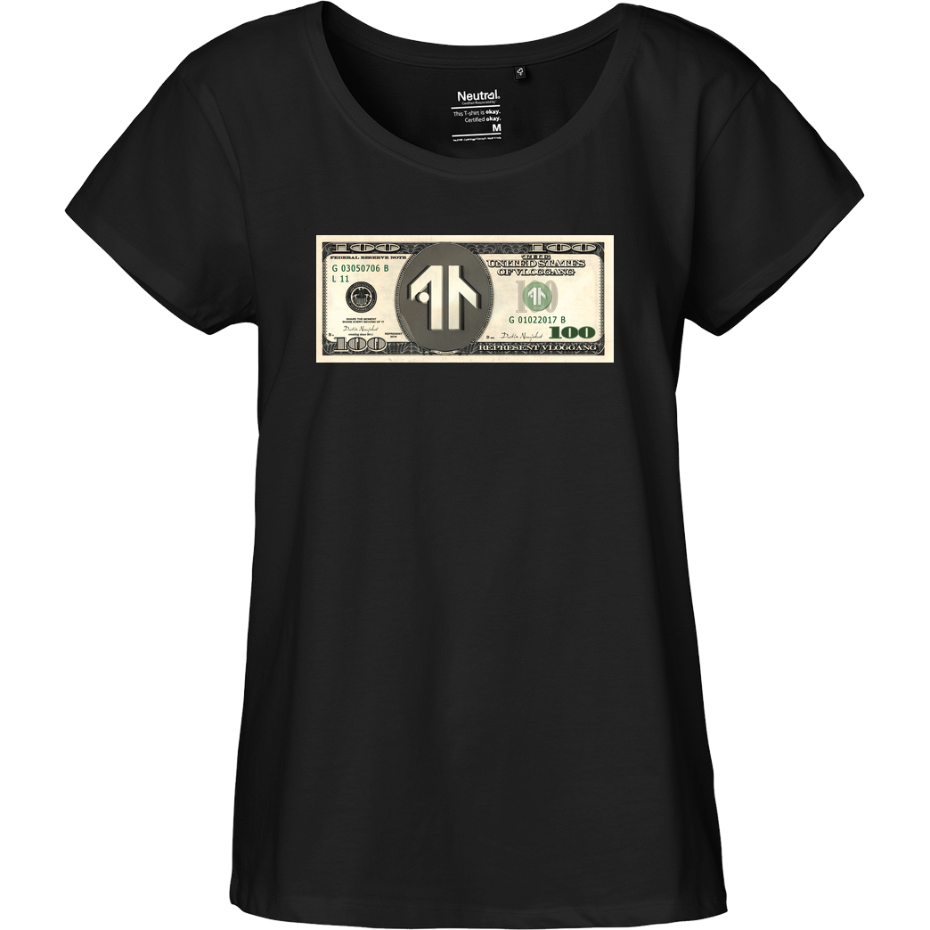Dustin Dustin Naujokat - Dollar T-Shirt Fairtrade Loose Fit Girlie - schwarz