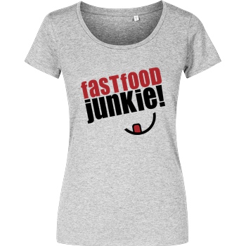 Ehrliches Essen Ehrliches Essen - Fast Food Junkie schwarz T-Shirt Damenshirt heather grey