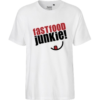 Ehrliches Essen Ehrliches Essen - Fast Food Junkie schwarz T-Shirt Fairtrade T-Shirt - weiß