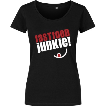 Ehrliches Essen Ehrliches Essen - Fast Food Junkie weiss T-Shirt Damenshirt schwarz
