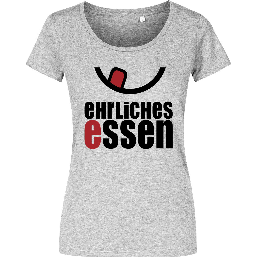 Ehrliches Essen Ehrliches Essen - Logo schwarz T-Shirt Damenshirt heather grey