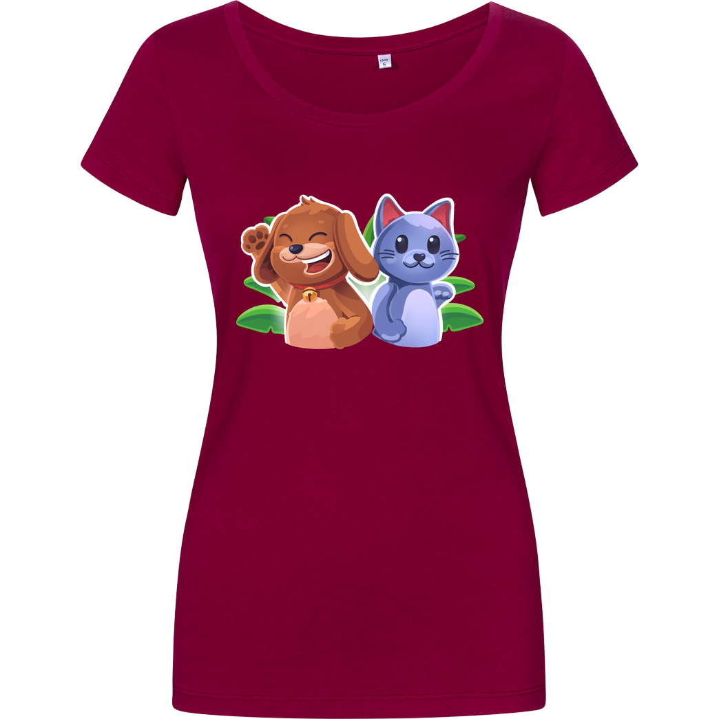 EpicStun EpicStun - Cat&Dog T-Shirt Damenshirt berry