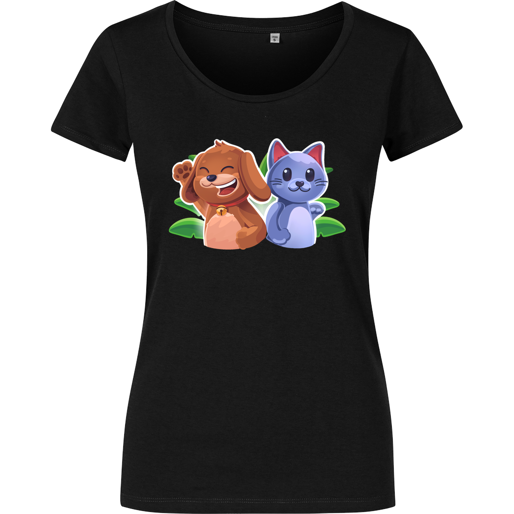 EpicStun EpicStun - Cat&Dog T-Shirt Damenshirt schwarz