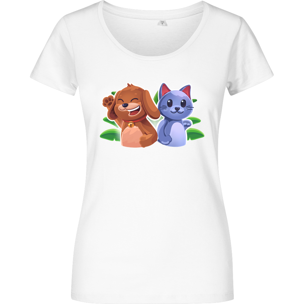 EpicStun EpicStun - Cat&Dog T-Shirt Damenshirt weiss