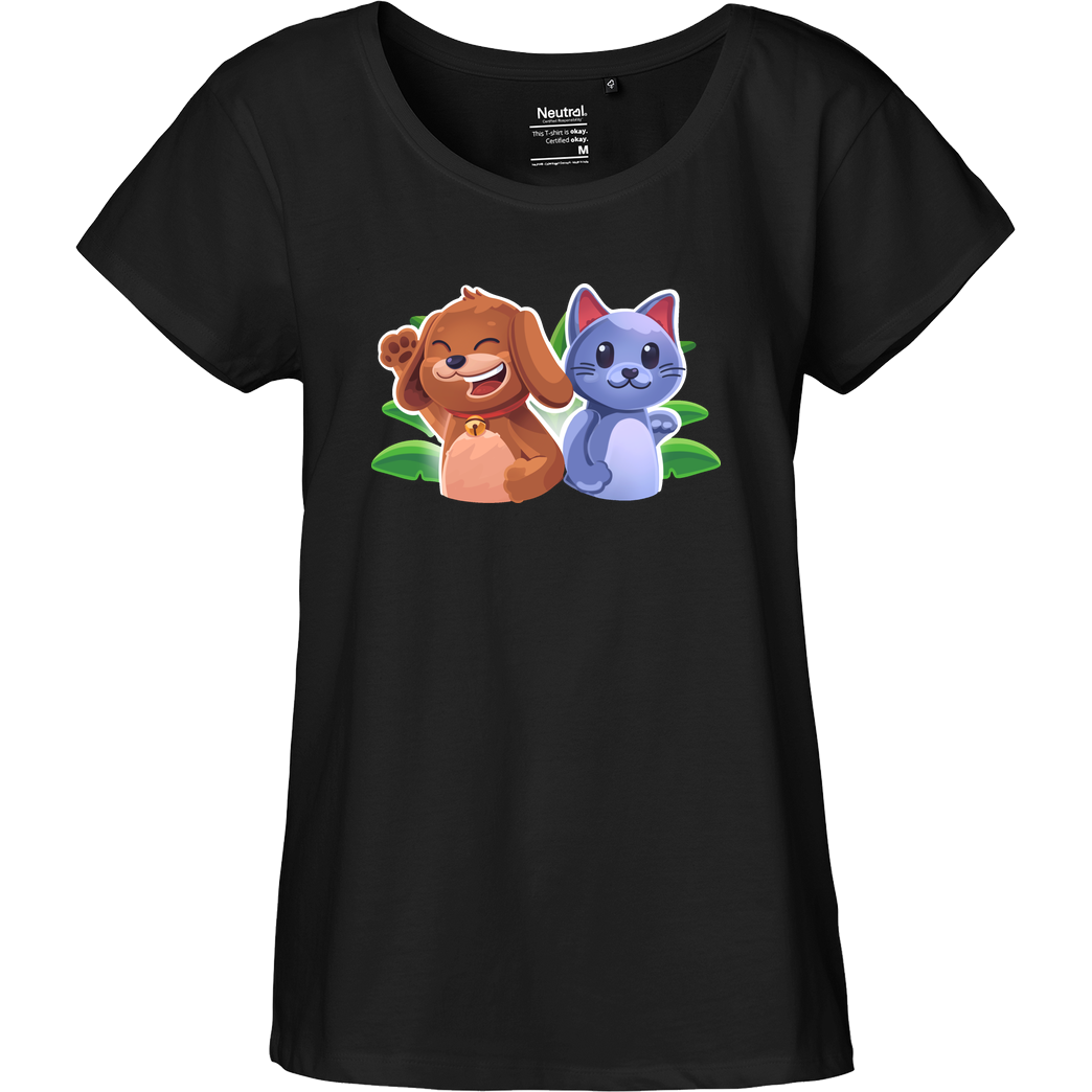 EpicStun EpicStun - Cat&Dog T-Shirt Fairtrade Loose Fit Girlie - schwarz