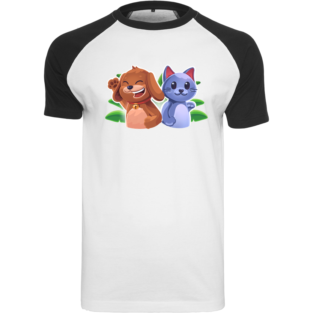 EpicStun EpicStun - Cat&Dog T-Shirt Raglan-Shirt weiß