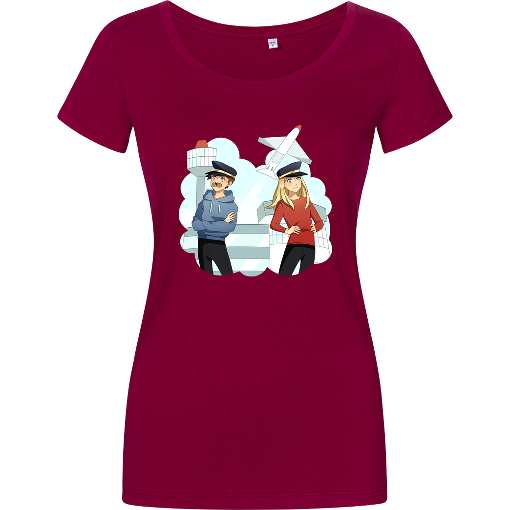 EpicStun EpicStun - Flughafen T-Shirt Damenshirt berry