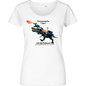 Firlefranz Firlefranz - FlammenRex T-Shirt Damenshirt weiss
