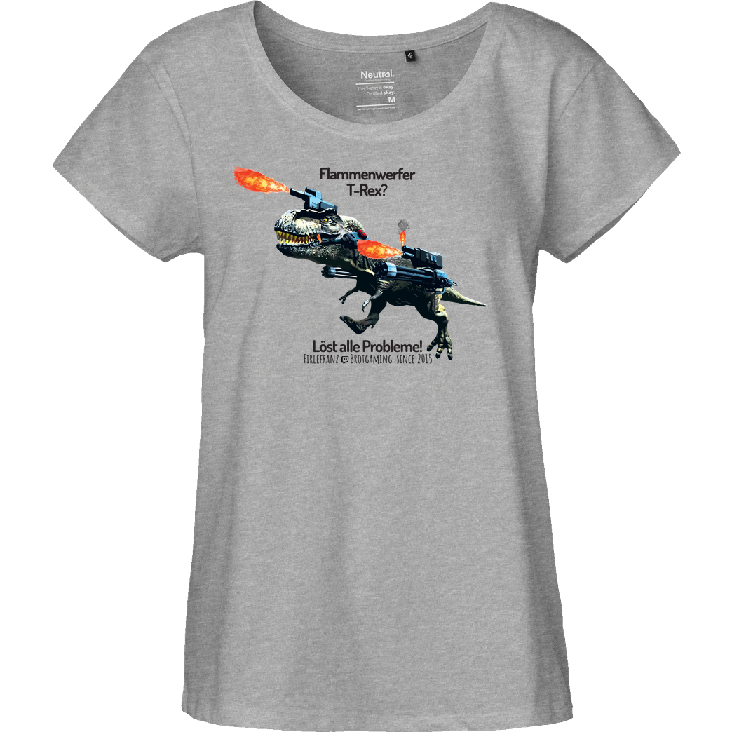 Firlefranz Firlefranz - FlammenRex T-Shirt Fairtrade Loose Fit Girlie - heather grey