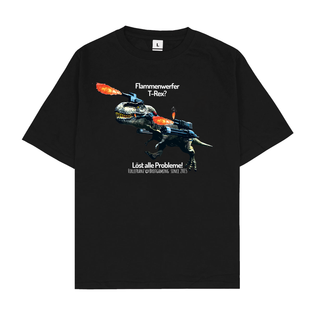 Firlefranz Firlefranz - FlammenRex T-Shirt Oversize T-Shirt - Schwarz