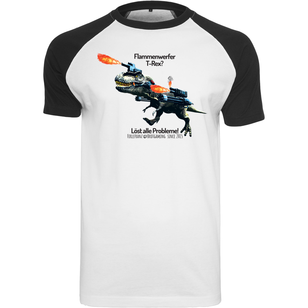 Firlefranz Firlefranz - FlammenRex T-Shirt Raglan-Shirt weiß
