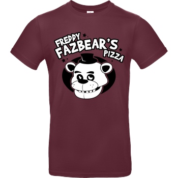 IamHaRa Freddy Fazbear's Pizza T-Shirt B&C EXACT 190 - Bordeaux