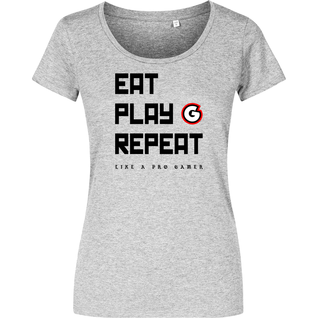 Geezy Geezy - Eat Play Repeat T-Shirt Damenshirt heather grey