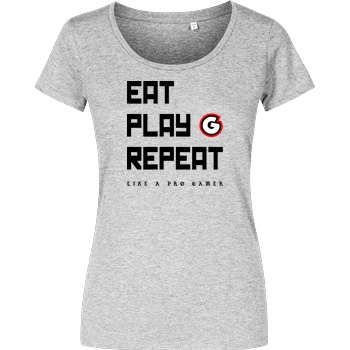 Geezy Geezy - Eat Play Repeat T-Shirt Damenshirt heather grey