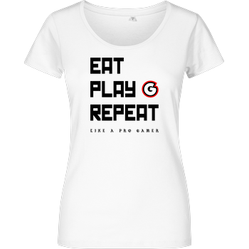 Geezy - Eat Play Repeat Damenshirt weiss