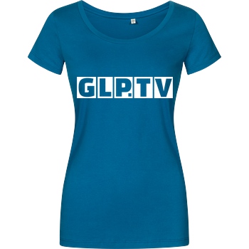 GermanLetsPlay GLP - GLP.TV white T-Shirt Damenshirt petrol