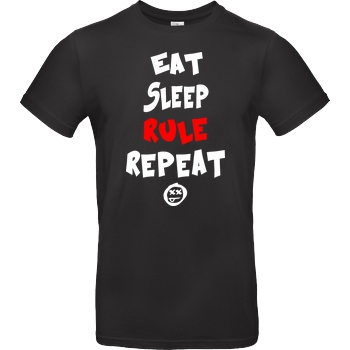 hallodri Hallodri - Eat Sleep Rule Repeat T-Shirt B&C EXACT 190 - Schwarz