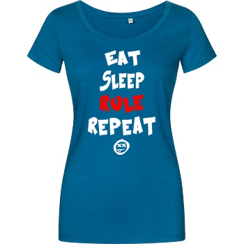 hallodri Hallodri - Eat Sleep Rule Repeat T-Shirt Damenshirt petrol