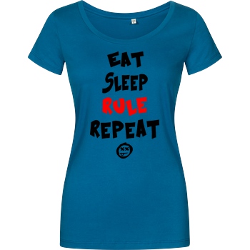 hallodri Hallodri - Eat Sleep Rule Repeat T-Shirt Damenshirt petrol