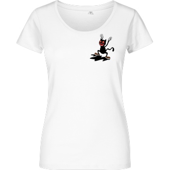 Kamberg TV Kamberg TV - Cartoon Cat Pocket T-Shirt Damenshirt weiss