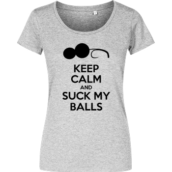 Suck My Balls Keep calm T-Shirt Damenshirt heather grey