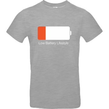 Geek Revolution Low Battery Lifestyle T-Shirt B&C EXACT 190 - heather grey