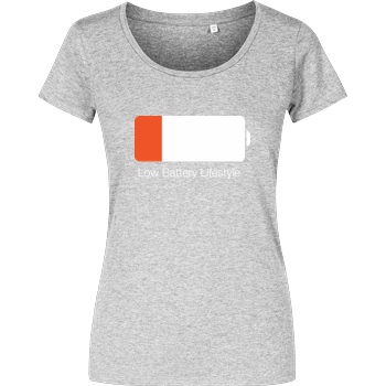 Geek Revolution Low Battery Lifestyle T-Shirt Damenshirt heather grey