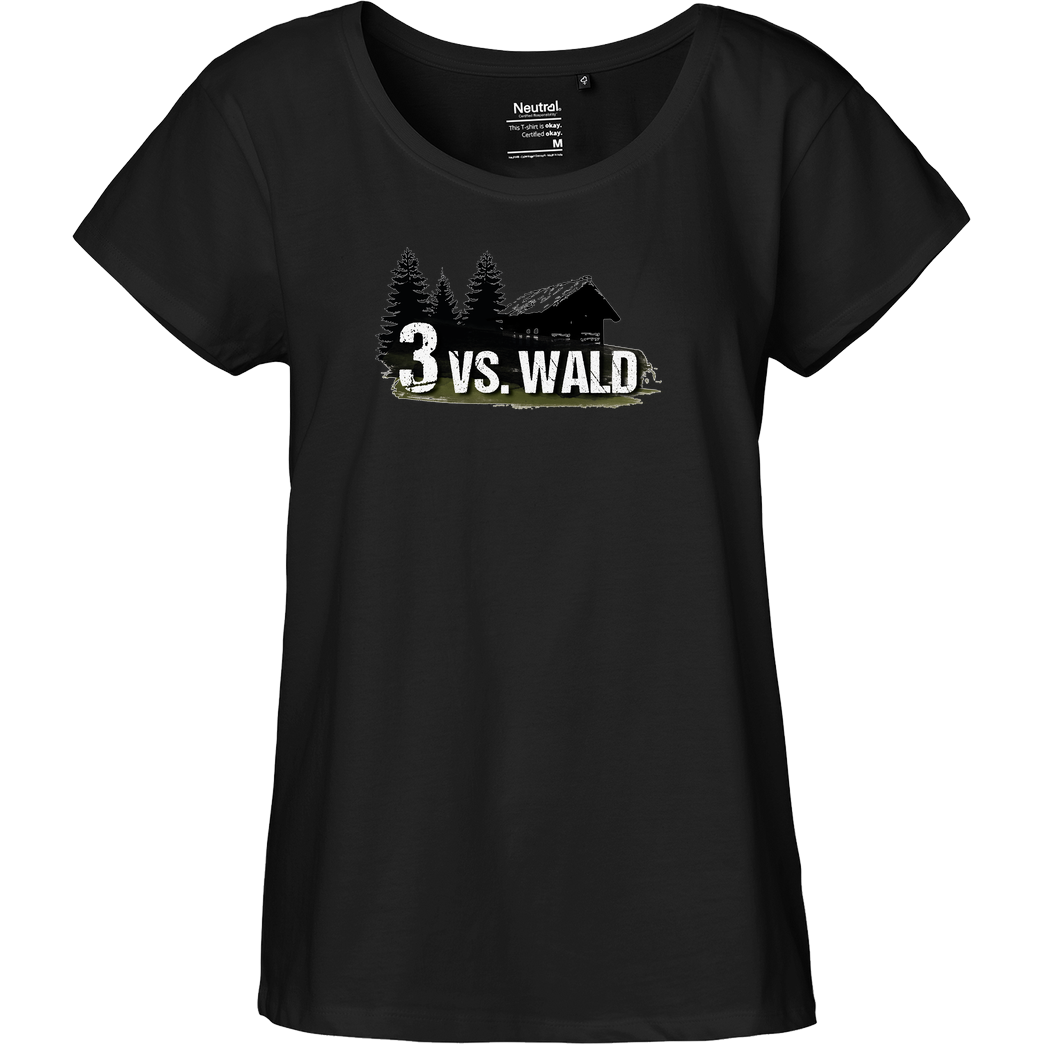 M4cM4nus M4cm4nus - 3 vs. Wald T-Shirt Fairtrade Loose Fit Girlie - schwarz