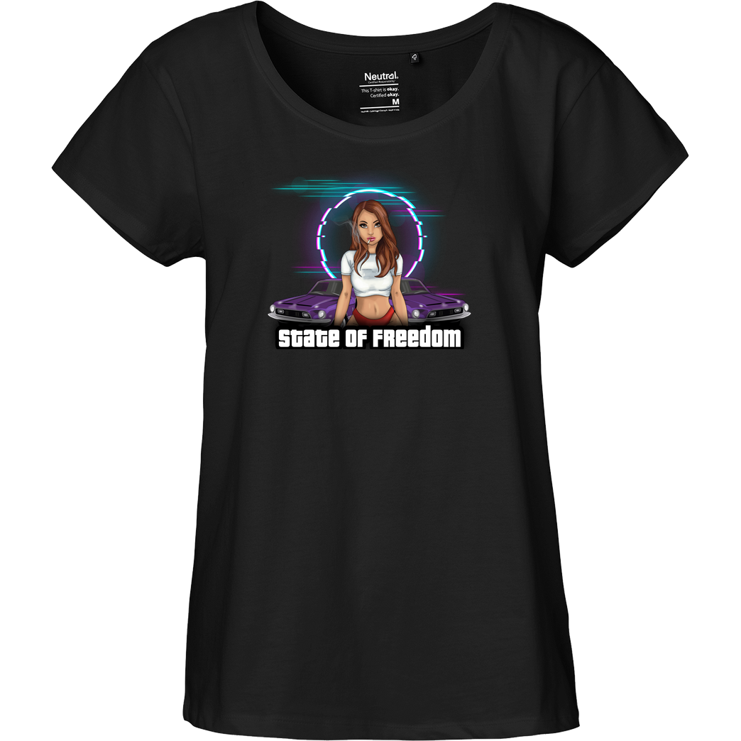 M4cM4nus M4cm4nus - State of Freedom T-Shirt Fairtrade Loose Fit Girlie - schwarz