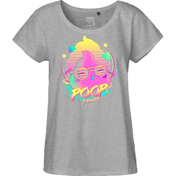 Donnie Art Poop Power T-Shirt Fairtrade Loose Fit Girlie - heather grey