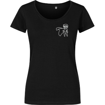 Snoxh Snoxh - Superheld gestickt T-Shirt Damenshirt schwarz