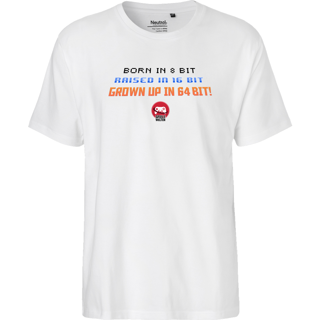 Spielewelten Spielewelten - Born in 8 Bit T-Shirt Fairtrade T-Shirt - weiß