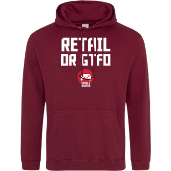 Spielewelten Spielewelten - Retail or GTFO Sweatshirt JH Hoodie - Bordeaux